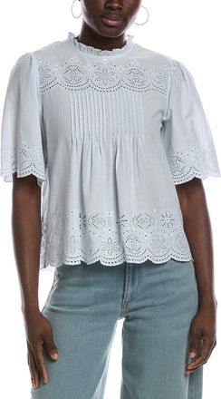 Madewell Embroidered Pintuck High Neck Top