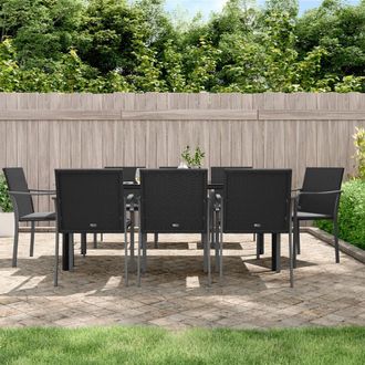 vidaXL Juego Comedor Jard&iacute;n 9 Piezas Y Cojines Rat&aacute;n Sint&eacute;tico Y Acero Vidaxl
