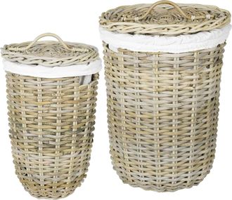 vidaXL Cesto De Ropa Con Tapa Gendt 2 Uds. Gris Natural Rat&aacute;n Kubu Vidaxl