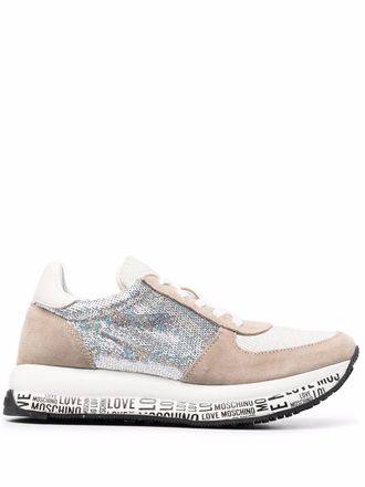 Love Moschino Sneakers met colourblocking - Beige