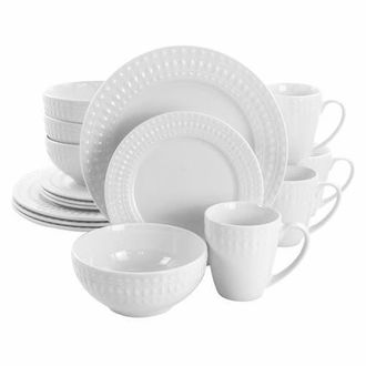 Elama Cara 16 Piece Round Porcelain Dinnerware Set in White at Nordstrom