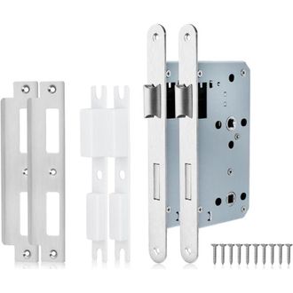 OEM Cerradura De Embutir Modelo 7250 En Acero Inoxidable Niquelado Satinado, 2 Piezas Con Mecanismo De Cierre Reversible Para Puertas Interiores Y De Ba&ntilde;o