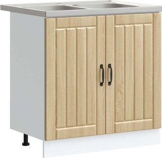 vidaXL Kitchen Cabinet with Door Lucca 2 pcs Brown 80 x 46 x 81.5 cm vidaXL