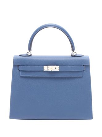Herm&egrave;s 2025 Epsom Kelly II Sellier 25 handbag - women - Calf Leather - One Size - Blue