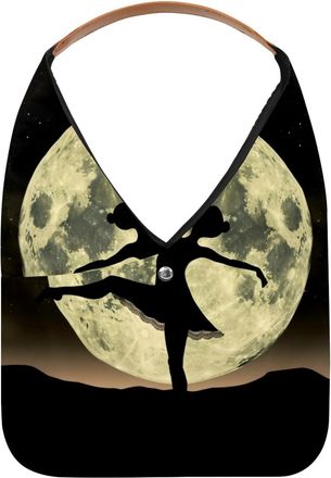 Generic Moon Dancing Girl Silhouette Reusable Lightweight Grocery Bags - Foldable Into Compact Pouch, Washable & Sturdy, Multipurpose for Shopping and Travel