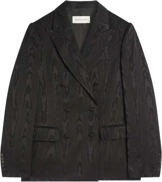 Dries Van Noten Moir&eacute; blazer met dubbele rij knopen