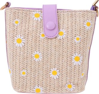 SOLUSTRE WomenS Purple Bucket Crossbody Bag with Chain Strap, Single-Shoulder All-Match Handbag for Travel and Leisure, Cosmetics Storage Pouch and Sundries Or