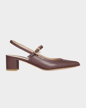 Gianvito Rossi Calfskin Mary Jane Slingback Pumps