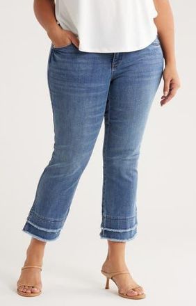 Democracy Double Layer Fray Hem Kick Flare Jeans in Mid Blue Artisanal at Nordstrom Rack, Size 18W