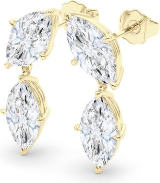 HauteCarat Lab Grown Diamond Twin Marquise Cut Drop Earrings in 18K Yellow Gold at Nordstrom