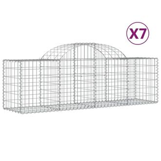 Berkfield Home Arched Gabion Baskets 7 pcs 200x50x60/80 cm Galvanised Iron in Silver