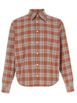 Second/Layer Orange Cotton Mens Blouse