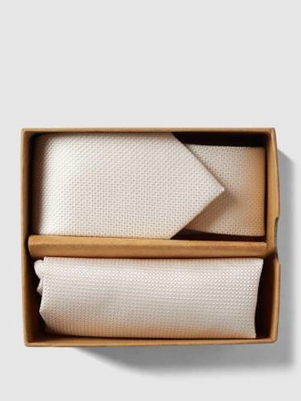 Prince Bowtie Krawatte und Einstecktuch im Set aus reiner Seide in Weiss, Gr&ouml;&szlig;e 1