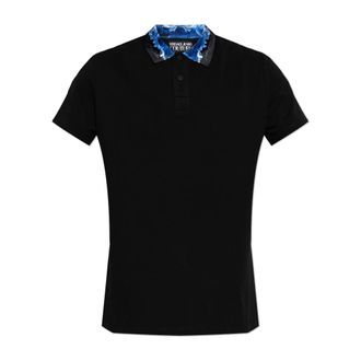 Versace Jeans Couture Polo Shirts, male, Black, Size: 2XL Printed Cotton-Piqu&eacute; Polo