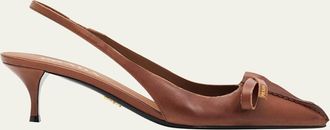 Prada 55mm Brushed Leather Slingback Pumps