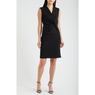 Anne Klein Twist Front Sheath Dress in Anne Black at Nordstrom, Size 16