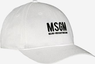 Msgm Boys Baseball Cap Cotton White Hat