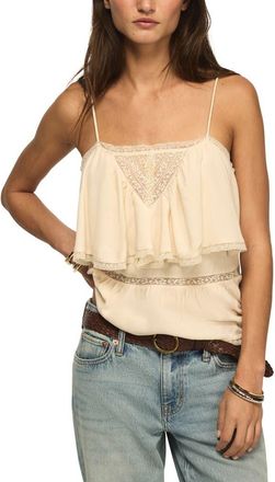 Lucky Brand Lace Trim Ruffle Camisole in Whisper Pink at Nordstrom, Size Xx-Large