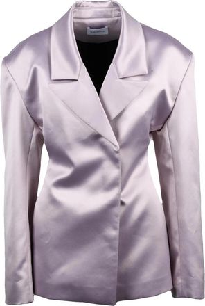 16Arlington Long Satin Jacket With Tailored Silhouette And Button Closure