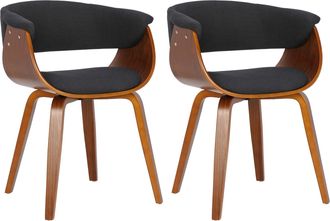 Clp Lote De 2 Sillas De Comedor De Tela Bruce Nogal/negro