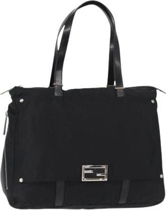 Fendi Pre-owned Shoulder Bags, female, Black, Size: ONE SIZE Pre-owned Canvas Shoulder Bag