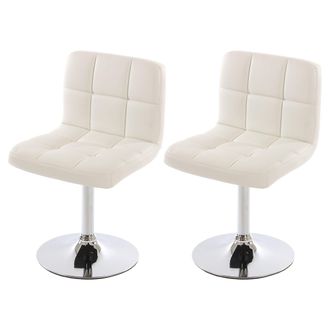 Hhg Hhg - Lote De 2 Sillas De Comedor Silla Giratoria Silla Kavala Polipiel Cromo, Blanco