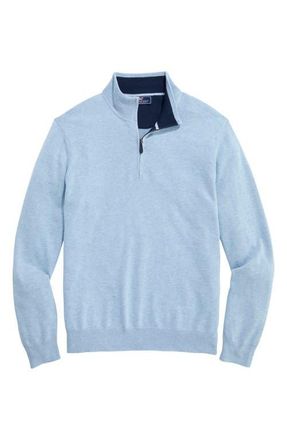 Vineyard Vines Boathouse Quarter Zip Sweater in Jake Blue Heather at Nordstrom, Size Xx-Large