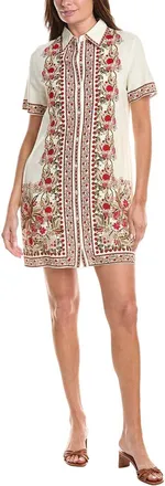 Max Studio Button-Front Mini Shirt Dress