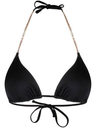 Chiara Ferragni crystal-embellished halteneck bikini top - women - Polyamide/Spandex/Elastane/Polyamide/Spandex/Elastane - 2 - Black
