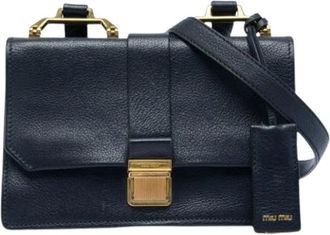 Miu Miu Tweedehands leren schoudertassen - Dames - Vintage Handtas - Blauw - ONE Size - Vintage