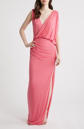 Black Halo Norissa Ruched Drape Maxi Dress in Framboise at Nordstrom, Size 10
