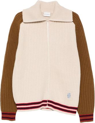 Dr&ocirc;le de Monsieur Ribbed-knit Zip-up Cardigan