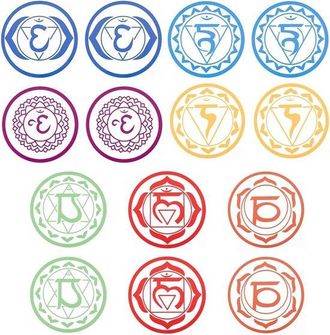 OEM 14 Pegatinas De Pared De Los Siete Chakras, 17 Cm De Di&aacute;metro, Impermeables Y Autoadhesivas, S&iacute;mbolos De Salud Para El Hogar Y El Estudio De Yoga