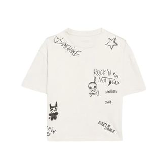Zadig&Voltaire Tops, Dames, Beige, M, Katoen, Strass T-shirt