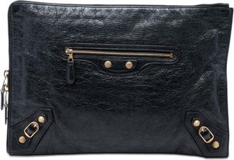 Balenciaga Pre-owned Balenciaga Lambskin Motocross Giant 12 Zip Around Flat Clutch Ladies EJW1WM7FB1TRCLBM