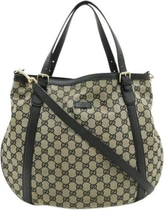Gucci Pre-owned Handbags, female, Beige, Size: ONE SIZE Pre-owned Vintage GG Canvas Shoulder Tote