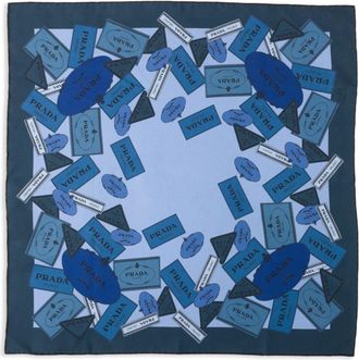 Prada printed twill scarf - men - Silk - One Size - Blue
