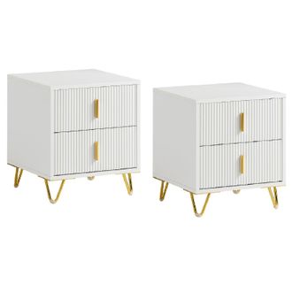 SoBuy Set De 2 Mesa Auxiliar Mesita De Noche Mobiliario De Sal&oacute;n Moderno Con 2 Cajones L40xp40xh47 Cm Fbt115-wx2 Sobuy Es