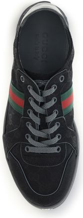 Gucci Mens Sneakers Stretch Gg Fabric Black-Mel.plat-Vrv Upper: Trainers Black/mel.plat/vrv