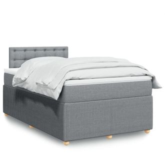 vidaXL Cama Box Spring Con Colch&oacute;n Tela Gris Claro 120x200 Cm Vidaxl