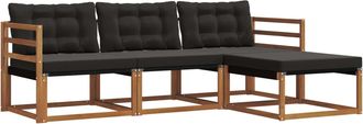 vidaXL Conjunto De Sof&aacute;s De Exterior 4 Uds. Natural Y Negro Vidaxl