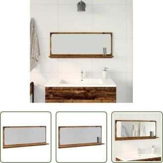vidaXL Specchio da bagno - Mensola Specchio con specchio Legno vecchio 90 x 10,5 x 37 cm