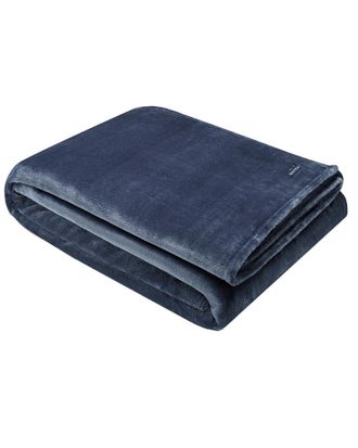 Nautica Solid Ultra Soft Plush Navy Throw