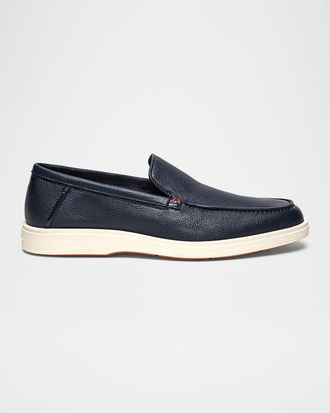 Santoni Detroit Tumbled Leather Loafers