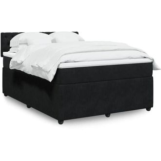 vidaXL Vidaxl - Cama Box Spring Con Colch&oacute;n Terciopelo Negro 160x200 Cm