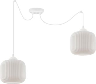 OEM L&aacute;mpara Colgante Spider Riffle Blanca 2 Pantallas Cilindricas Planas Blancas E27