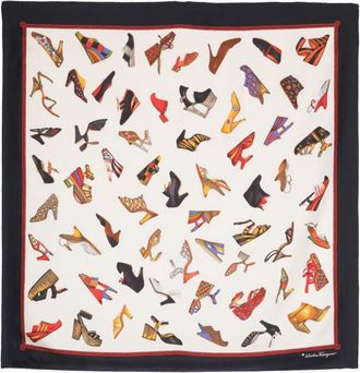 Ferragamo shoe-print silk scarf - women - Silk - One Size - Blue