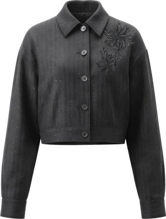 Liu Jo Korte jas met borduursel - Dames - Zomerjassen - Grijs - L - Polyester - Jassen