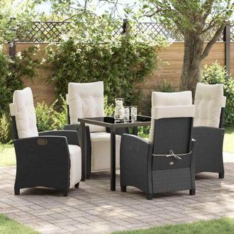 vidaXL Vidaxl - Conjunto De Comedor De Jard&iacute;n 5 Pcs Negro Rat&aacute;n Sint&eacute;tico