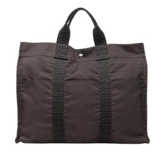 Herm&egrave;s Pre-owned Herline MM Tote Bag - Dames - Pre-owned - Bruin - Maat: ONE Size Zijde